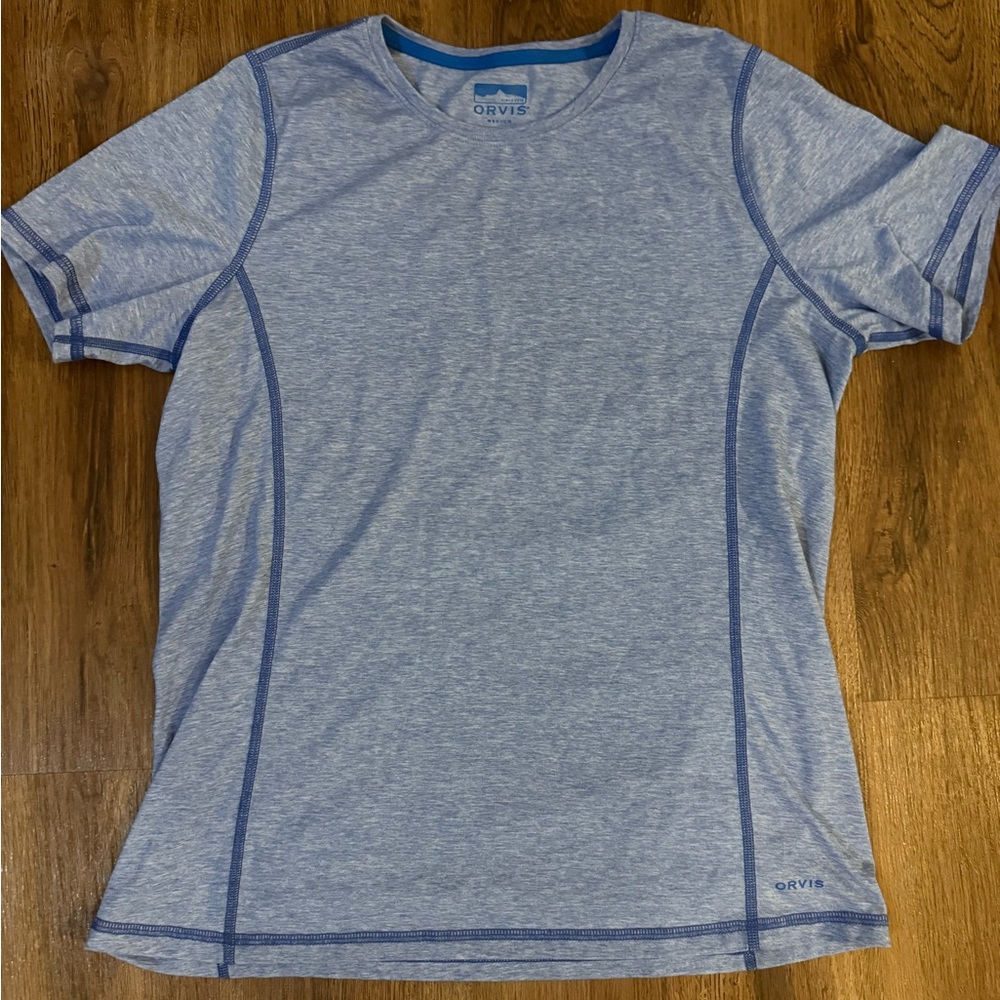 Orvis Gray Heather Short Sleeve Tee with Teal Logo